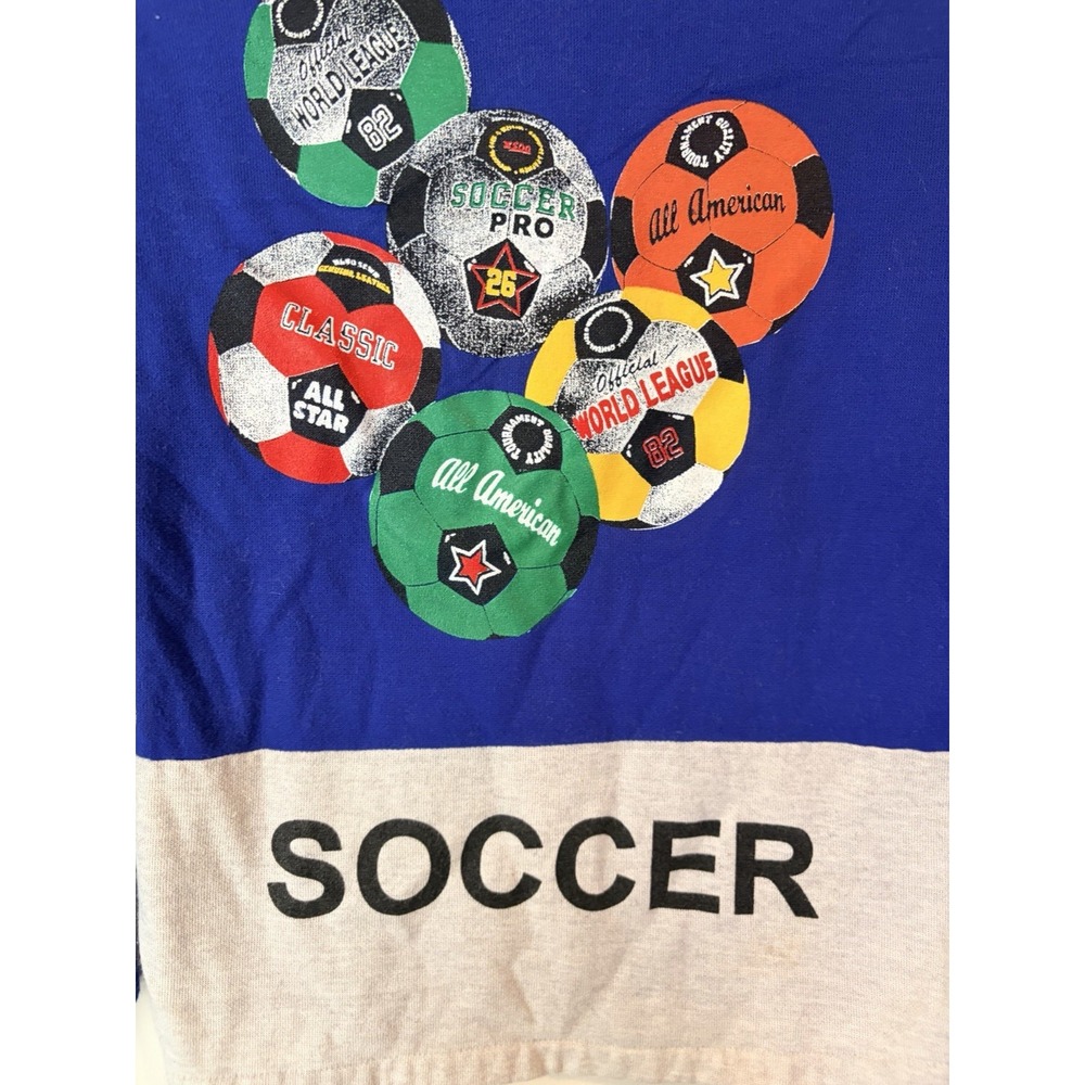 Vintage Childrens Soccer Graphic Tshirt Long Sleeve Sideline Size 10 Made In USA - Picture 2 of 5
